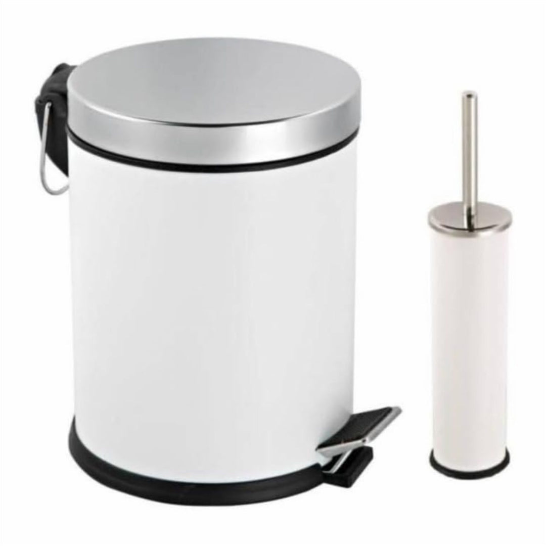 Stainless Steel Bathroom Bin and Toilet Brush Set, Non-Slip Base