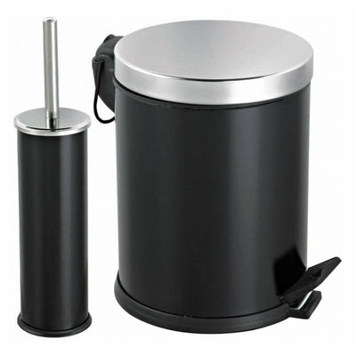 Stainless Steel Bathroom Bin and Toilet Brush Set, Non-Slip Base