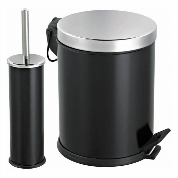Stainless Steel Bathroom Bin and Toilet Brush Set, Non-Slip Base