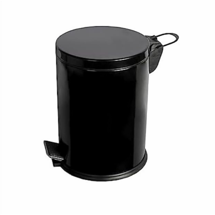 Black Steel Pedal Bin with Removable Inner Plastic Bucket