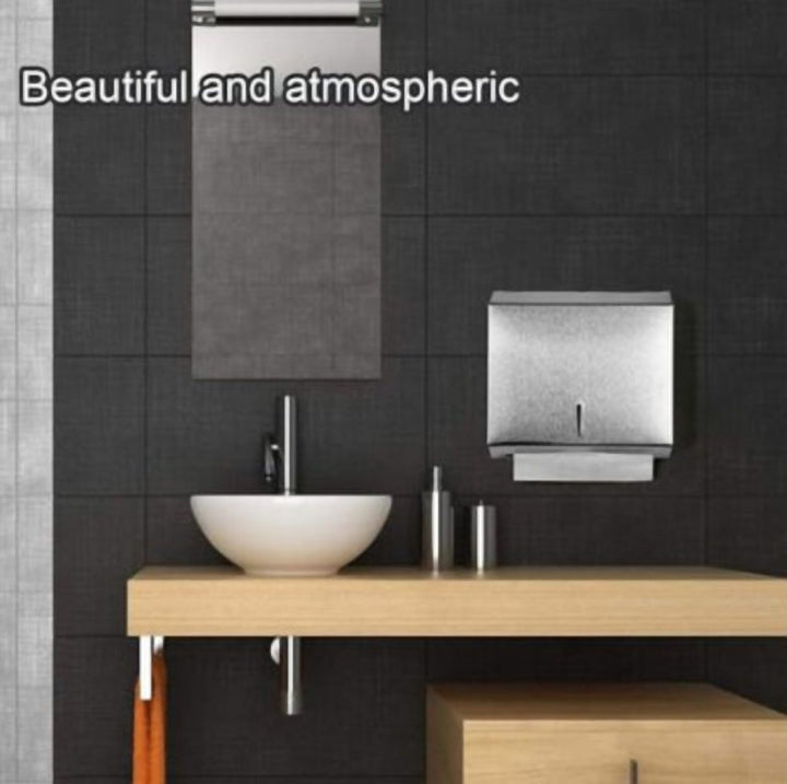 Brushed Grey Steel Paper Towel Dispenser, Lockable Wall Mount
