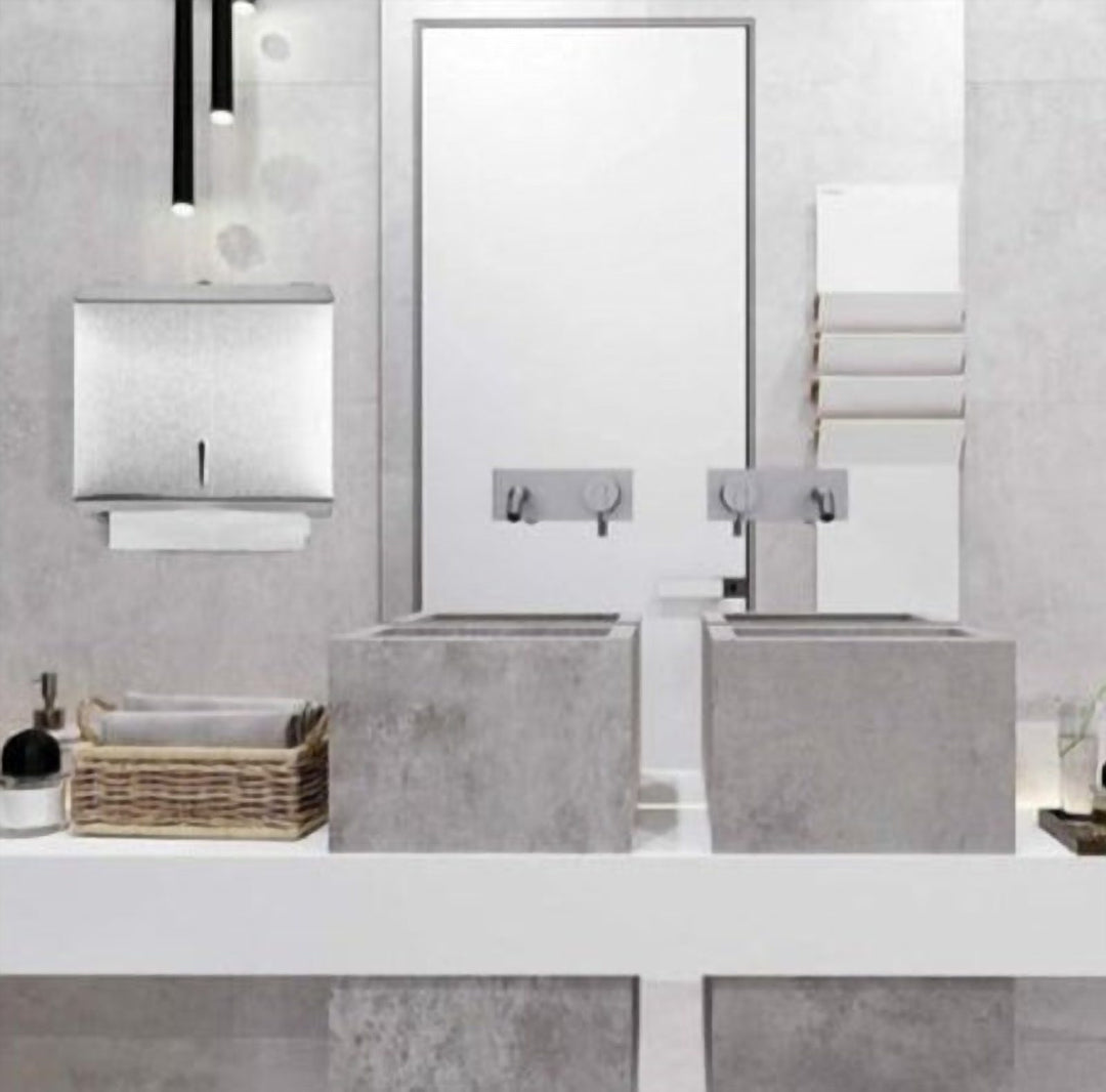 Brushed Grey Steel Paper Towel Dispenser, Lockable Wall Mount