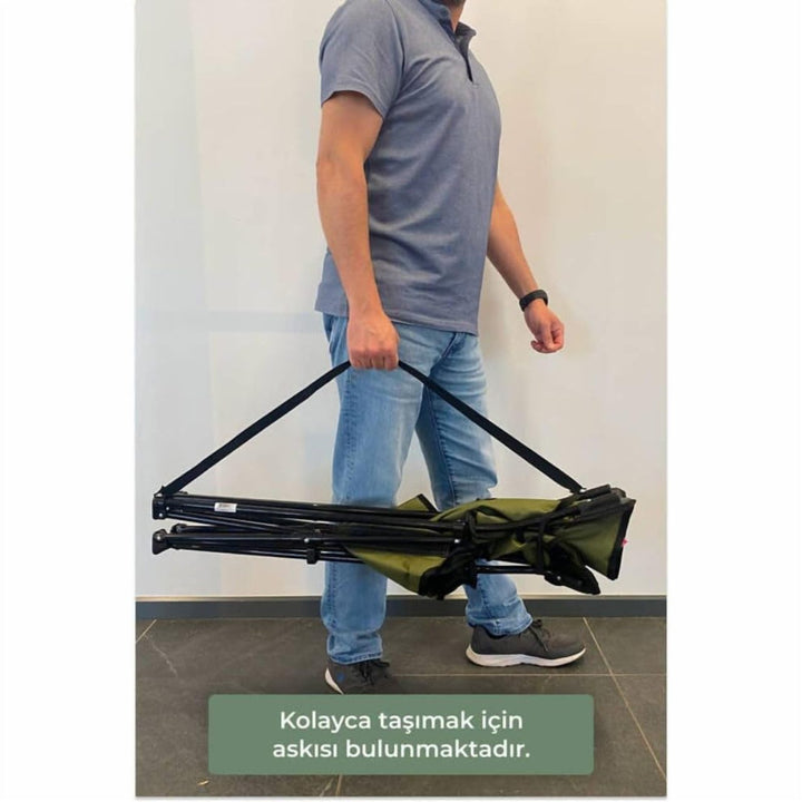 Folding Camping Chair with Cup Holder, 120 kg Metal Frame