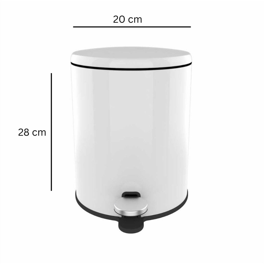 28x20cm, 6 Liter Steel Waste Bin, Soft Close Lid, Removable Inner Basket