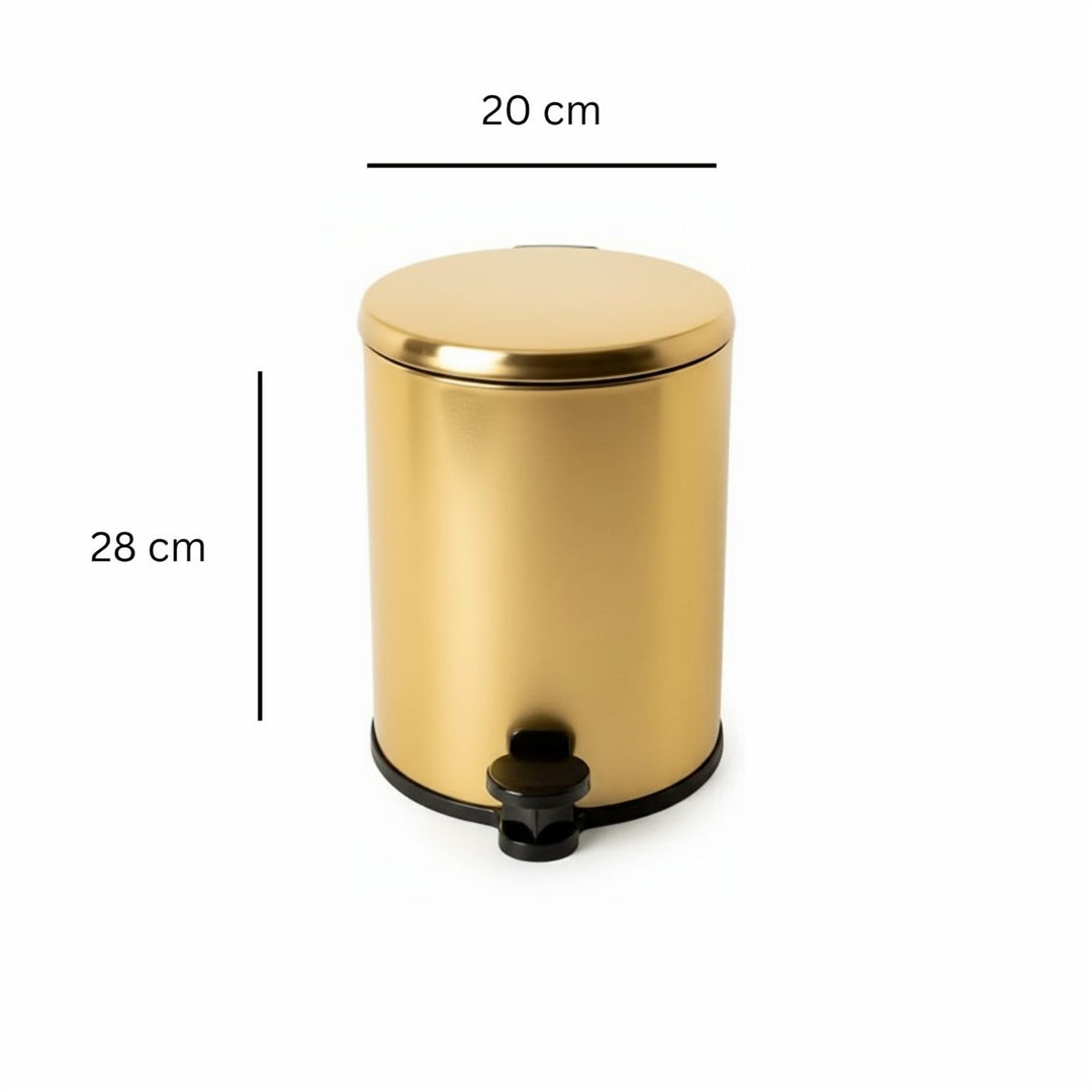 28x20cm, 6 Liter Steel Waste Bin, Soft Close Lid, Removable Inner Basket
