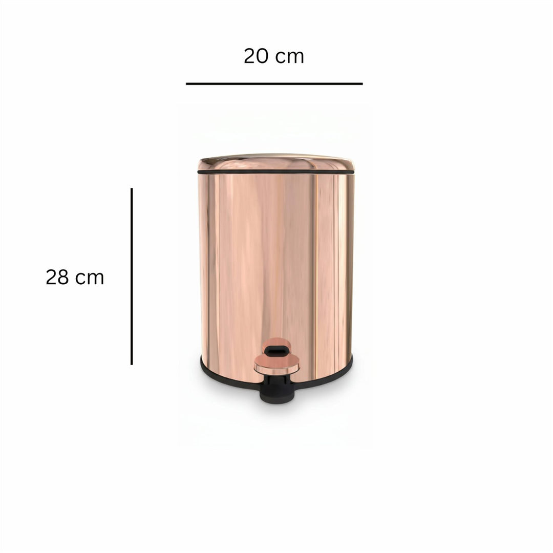 28x20cm, 6 Liter Steel Waste Bin, Soft Close Lid, Removable Inner Basket