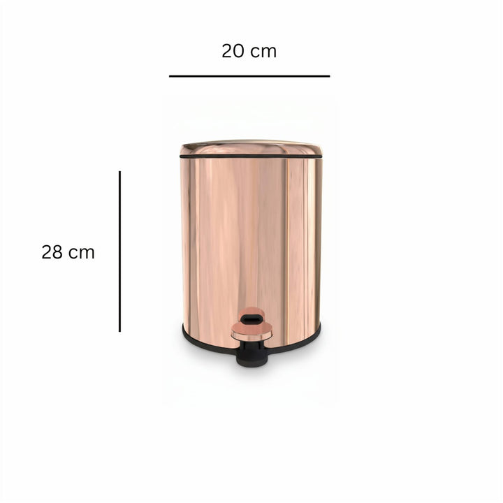 28x20cm, 6 Liter Steel Waste Bin, Soft Close Lid, Removable Inner Basket