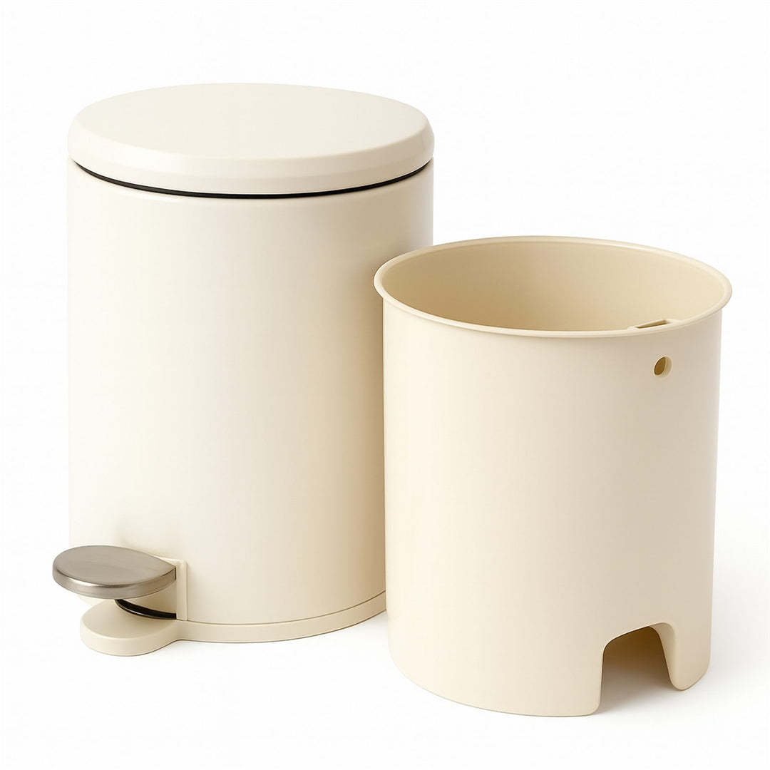28x20cm, 6 Liter Steel Waste Bin, Soft Close Lid, Removable Inner Basket