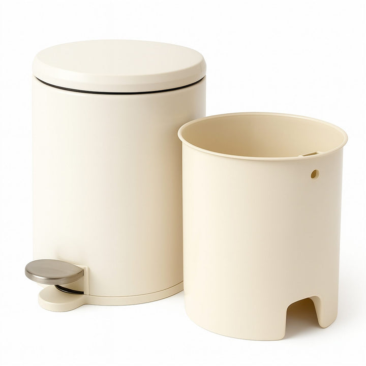 28x20cm, 6 Liter Steel Waste Bin, Soft Close Lid, Removable Inner Basket
