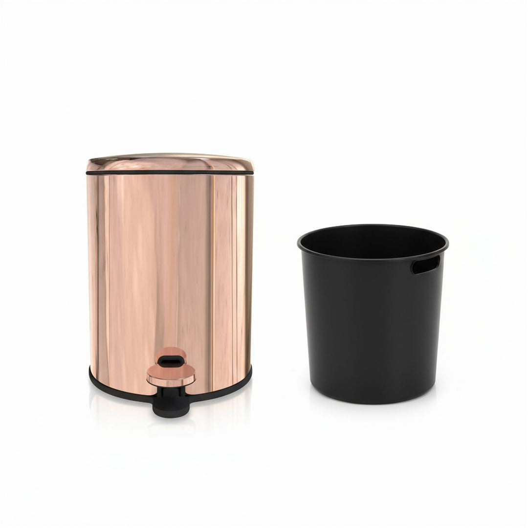 28x20cm, 6 Liter Steel Waste Bin, Soft Close Lid, Removable Inner Basket
