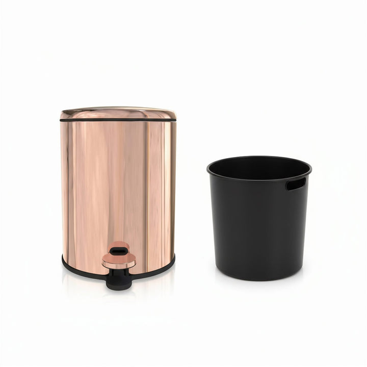 28x20cm, 6 Liter Steel Waste Bin, Soft Close Lid, Removable Inner Basket