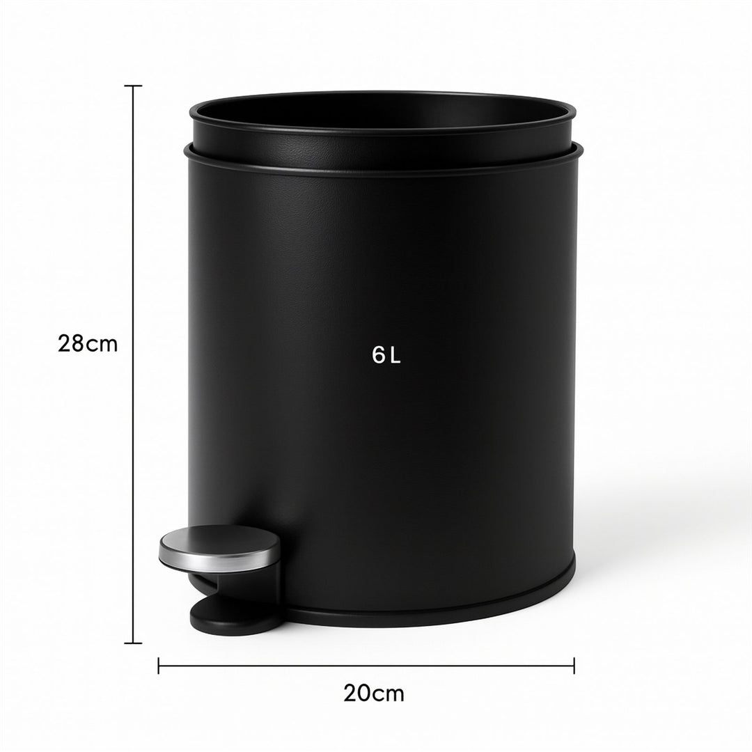 28x20cm, 6 Liter Steel Waste Bin, Soft Close Lid, Removable Inner Basket