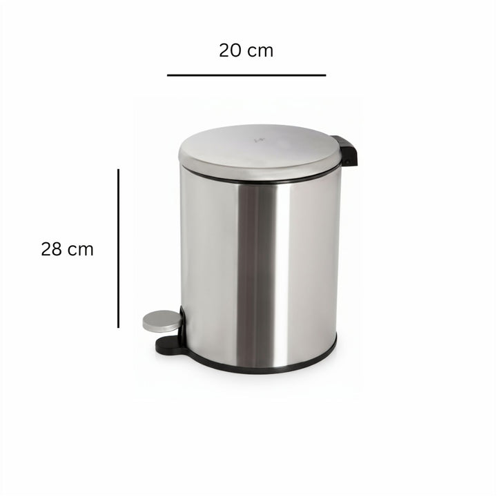 28x20cm, 6 Liter Steel Waste Bin, Soft Close Lid, Removable Inner Basket