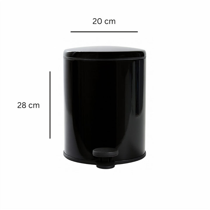 28x20cm, 6 Liter Steel Waste Bin, Soft Close Lid, Removable Inner Basket
