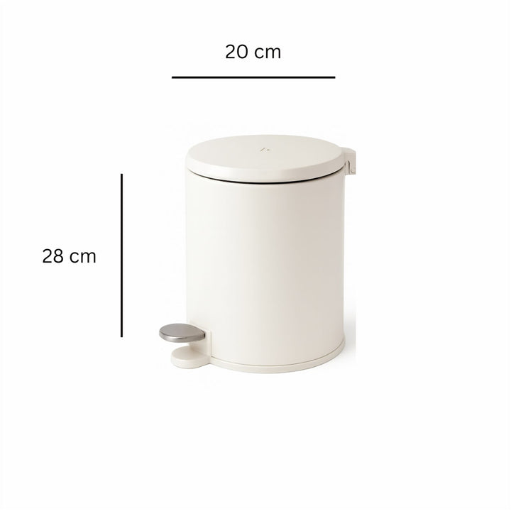 28x20cm, 6 Liter Steel Waste Bin, Soft Close Lid, Removable Inner Basket