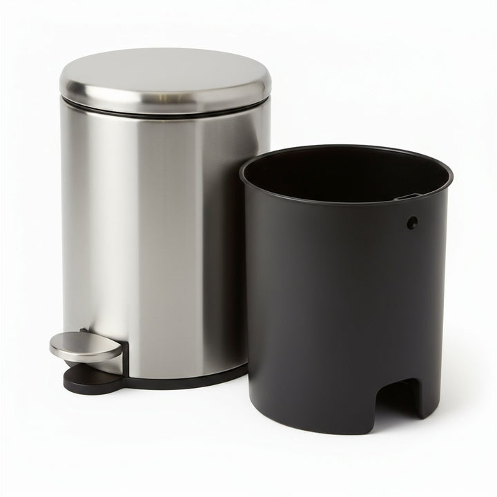 28x20cm, 6 Liter Steel Waste Bin, Soft Close Lid, Removable Inner Basket