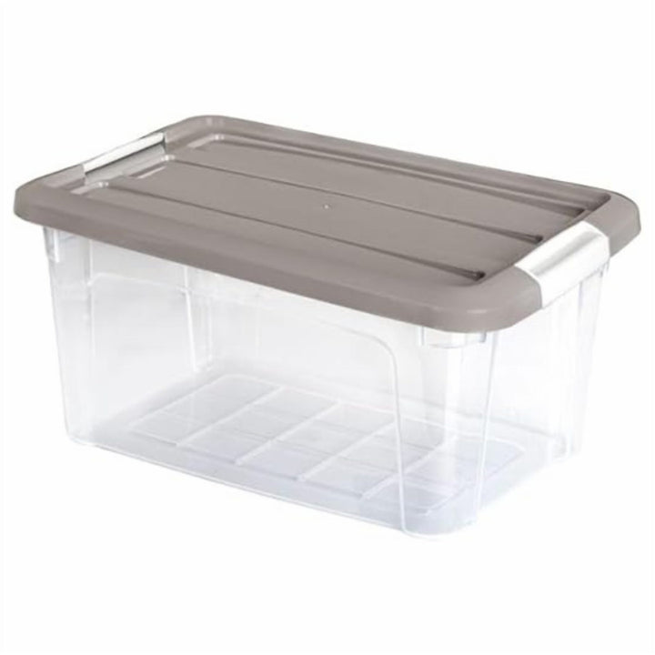 Transparent Storage Box with Beige Clip Lock Lid, 1.2 L and 5.7 L