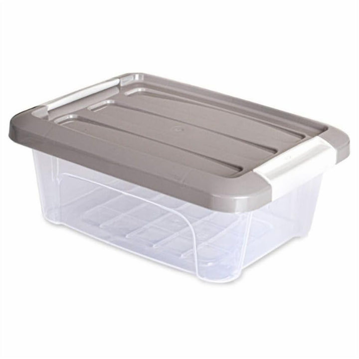 Transparent Storage Box with Beige Clip Lock Lid, 1.2 L and 5.7 L