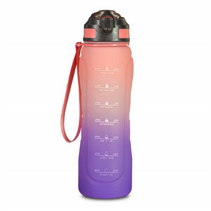 Colourful Water Bottle 1 L with Straw, Handle and Time Markers