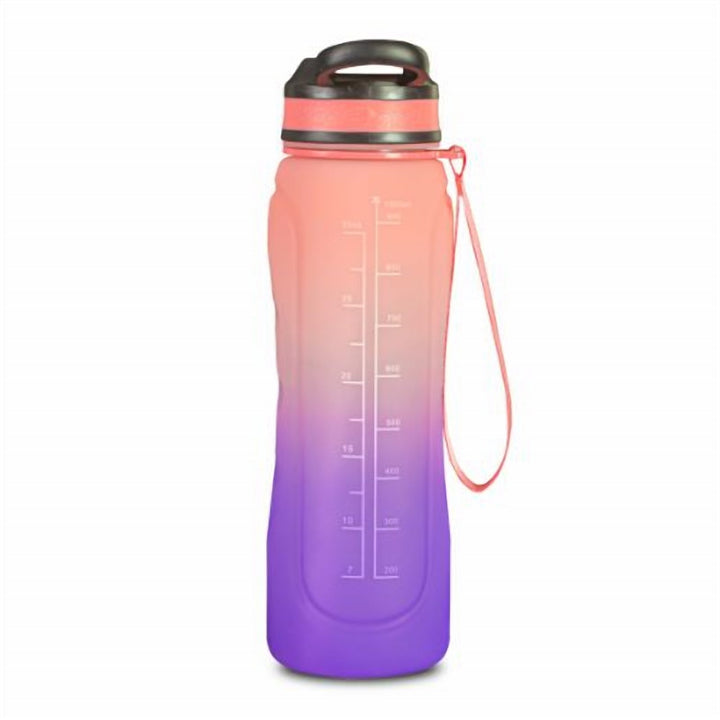 Colourful Water Bottle 1 L with Straw, Handle and Time Markers