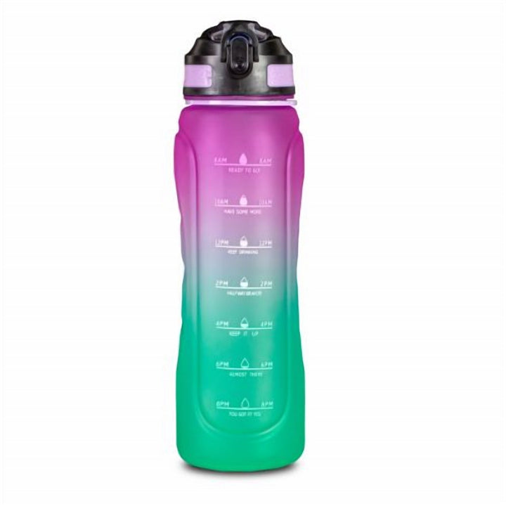 Colourful Water Bottle 1 L with Straw, Handle and Time Markers
