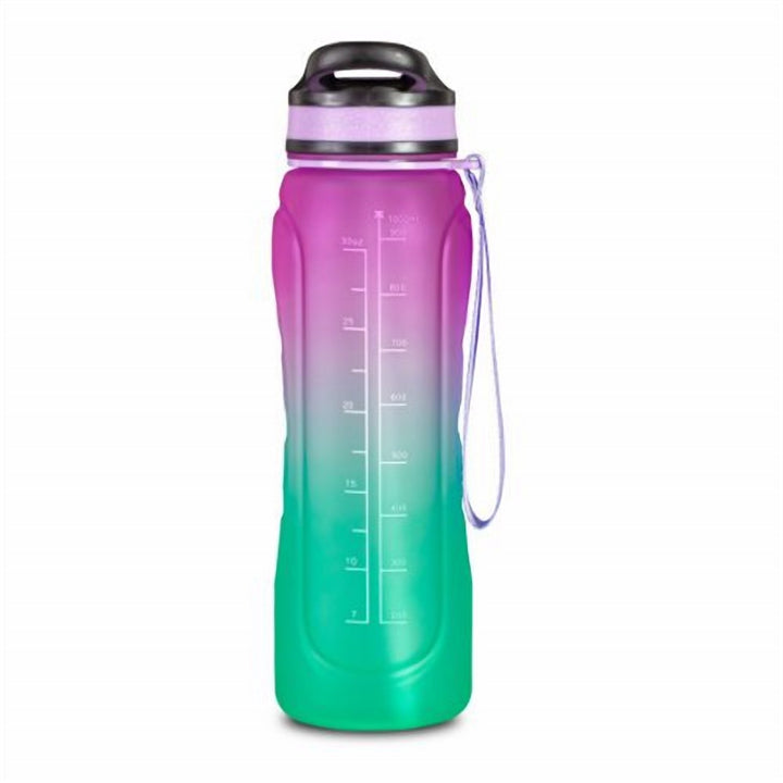 Colourful Water Bottle 1 L with Straw, Handle and Time Markers