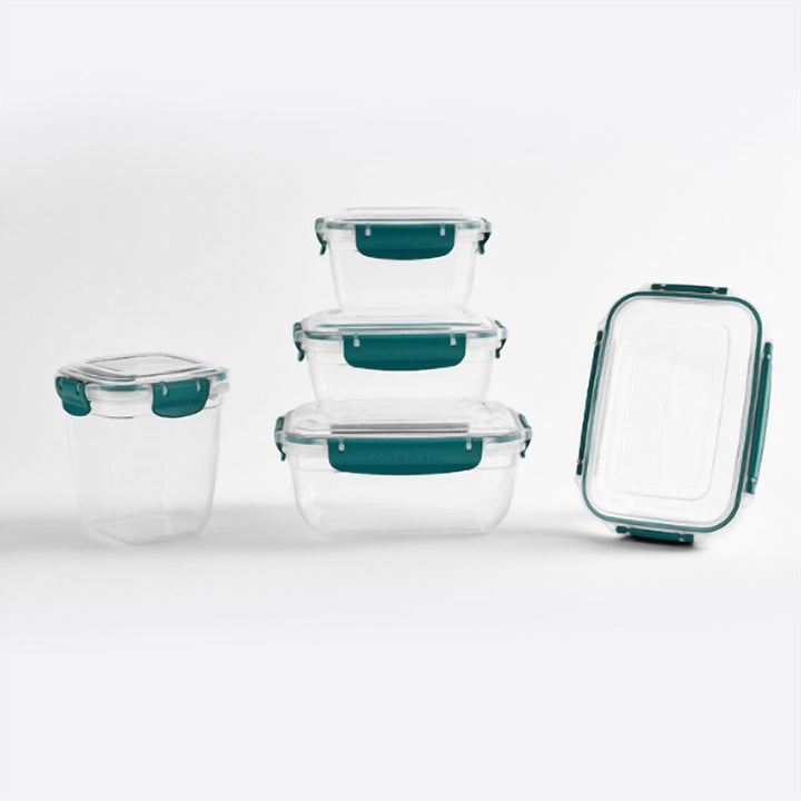 Stackable Food Container Set of 5 with Clip Lids, 27 x 19 x 15 cm