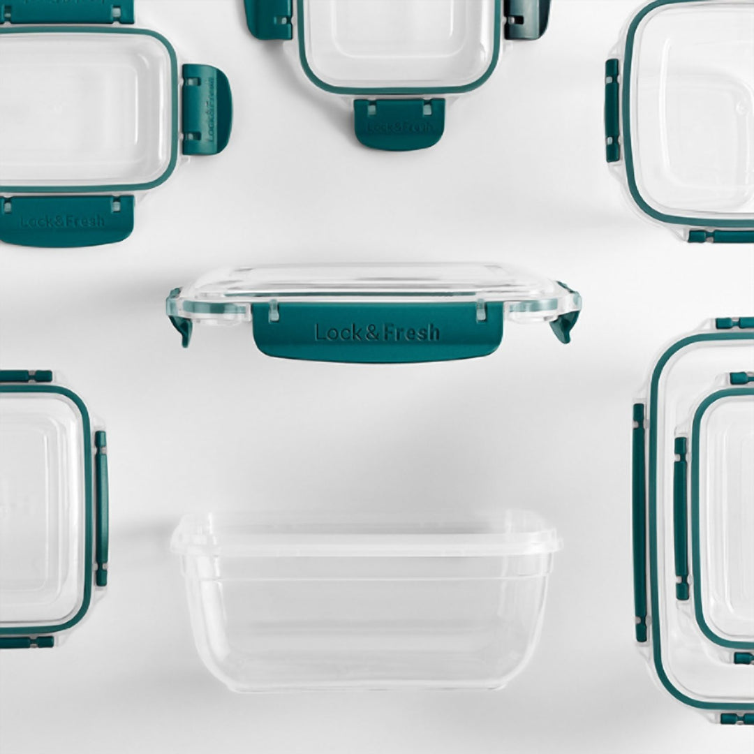 Stackable Food Container Set of 5 with Clip Lids, 27 x 19 x 15 cm