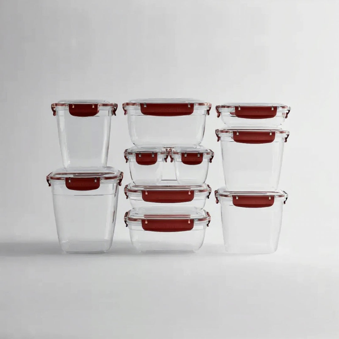 Stackable Food Container Set of 5 with Clip Lids, 27 x 19 x 15 cm