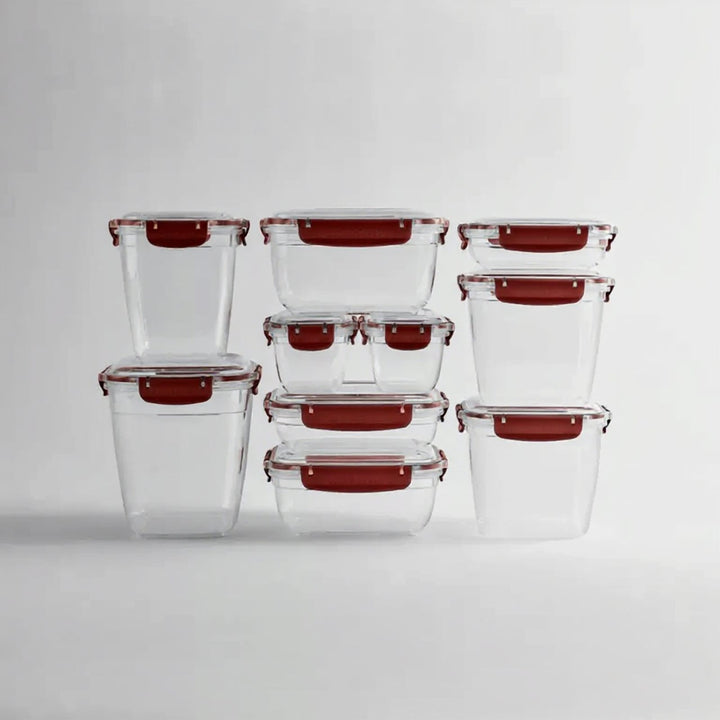 Stackable Food Container Set of 5 with Clip Lids, 27 x 19 x 15 cm