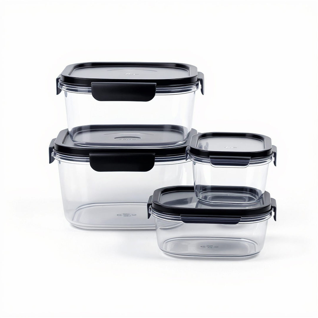 Stackable Food Container Set of 5 with Clip Lids, 27 x 19 x 15 cm