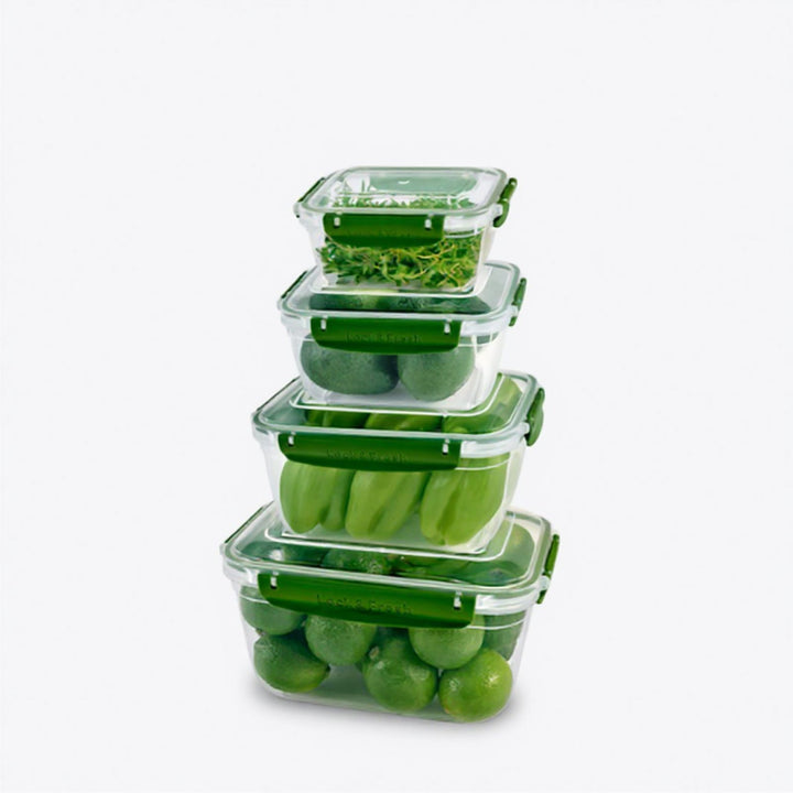 Stackable Food Container Set of 5 with Clip Lids, 27 x 19 x 15 cm