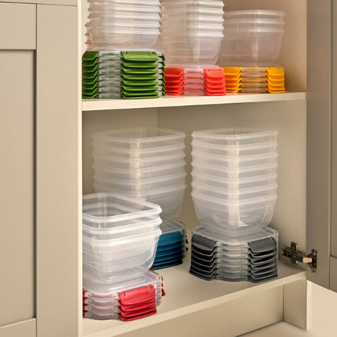 Stackable Food Container Set of 5 with Clip Lids, 27 x 19 x 15 cm