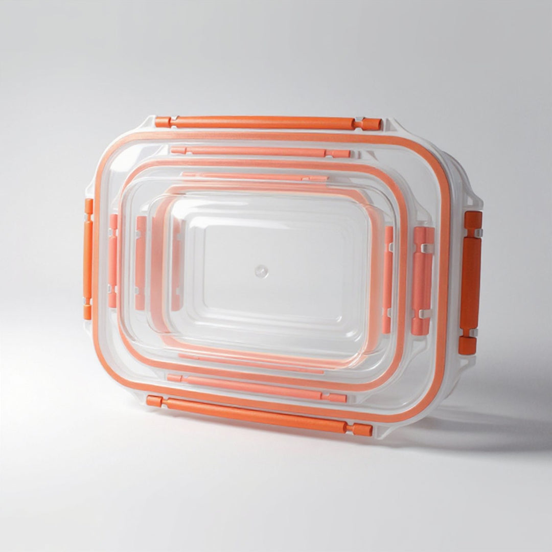 Stackable Food Container Set of 5 with Clip Lids, 27 x 19 x 15 cm