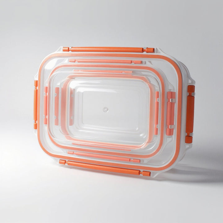 Stackable Food Container Set of 5 with Clip Lids, 27 x 19 x 15 cm