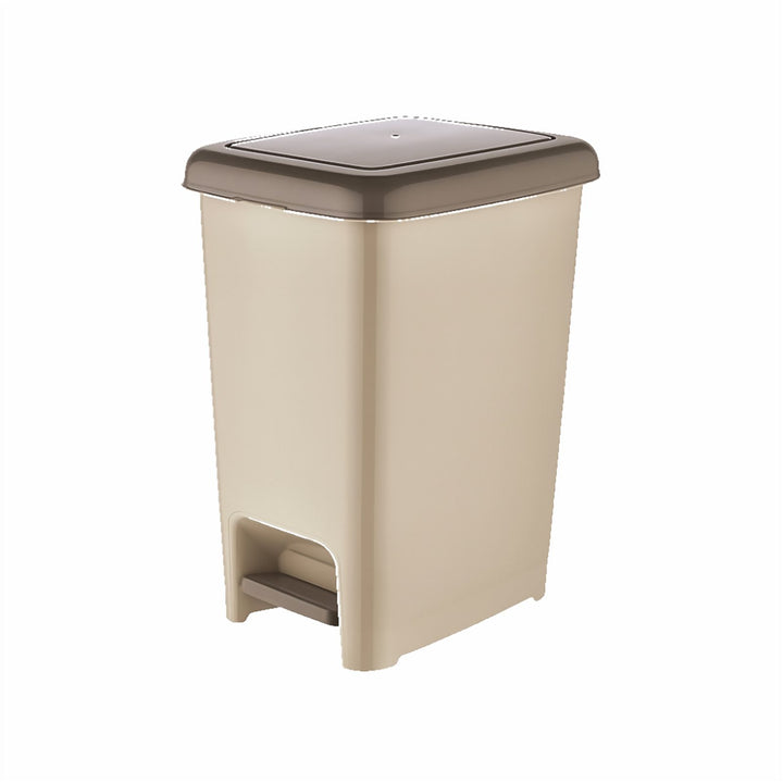 Slim Beige Plastic Pedal Bin for Narrow Kitchen Gaps