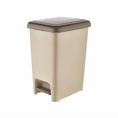 Slim Beige Plastic Pedal Bin for Narrow Kitchen Gaps