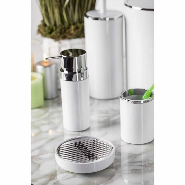 5 Piece Acrylic Bathroom Set: 300 ml Dispenser and Lidded Bin