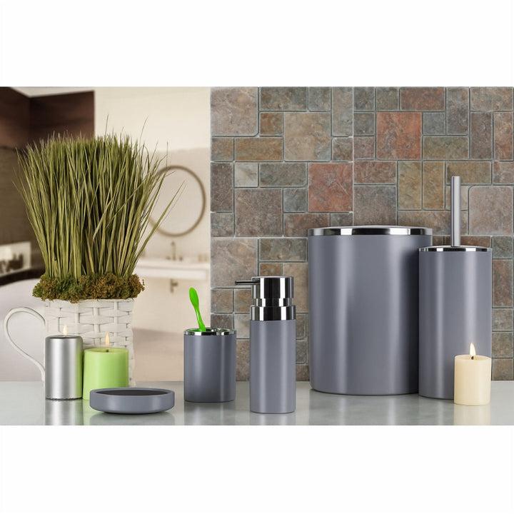 5 Piece Acrylic Bathroom Set: 300 ml Dispenser and Lidded Bin