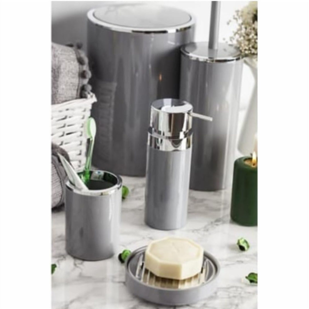 5 Piece Acrylic Bathroom Set: 300 ml Dispenser and Lidded Bin