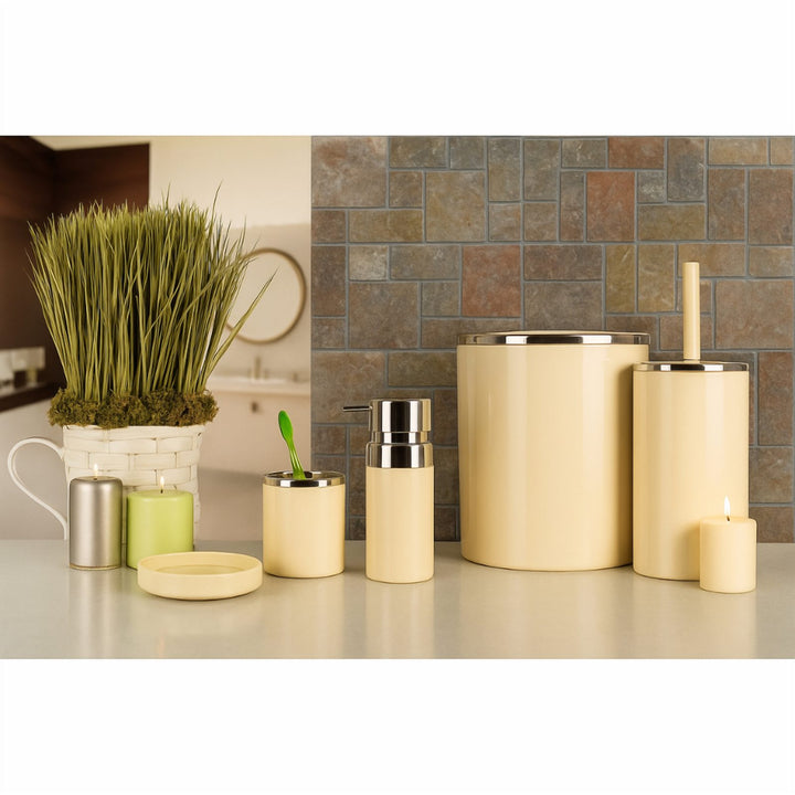 5 Piece Acrylic Bathroom Set: 300 ml Dispenser and Lidded Bin