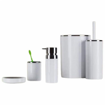 5 Piece Acrylic Bathroom Set: 300 ml Dispenser and Lidded Bin