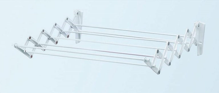 Foldable Wall Clothes Drying Rack, 7 Lines, White Steel