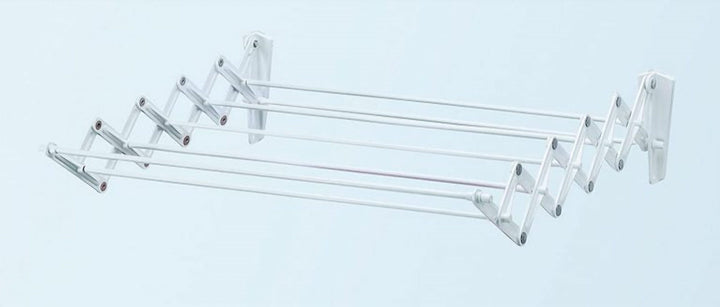 Foldable Wall Clothes Drying Rack, 7 Lines, White Steel