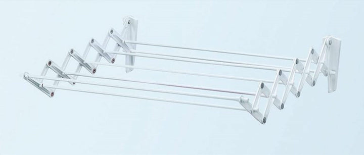 Foldable Wall Clothes Drying Rack, 7 Lines, White Steel