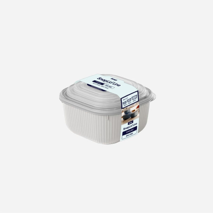 Square Food Container Set of 3, Dishwasher Safe, 600 ml to 1.8 L