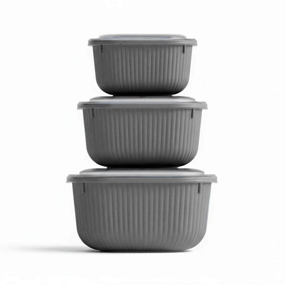 Square Food Container Set of 3, Dishwasher Safe, 600 ml to 1.8 L