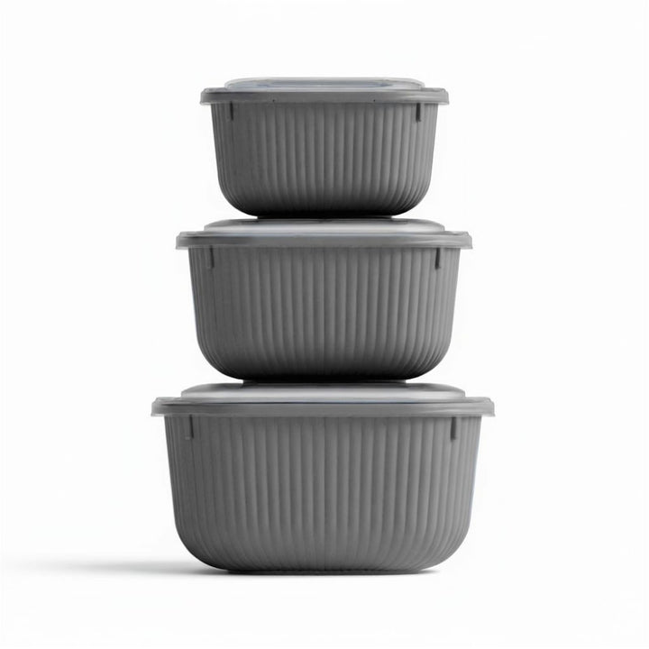 Square Food Container Set of 3, Dishwasher Safe, 600 ml to 1.8 L