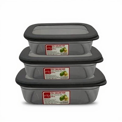 3 Piece Reusable Food Storage Box Set 400 ml 670 ml and 1.2 L