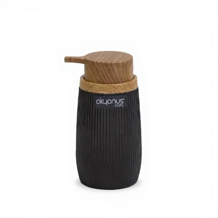 Striped Round Soap Dispenser Wooden Frame 300 ML